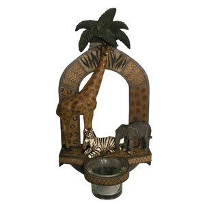 Bella Casa Ganz African Safari Animal Tealight Candle Holder Hand-Painted